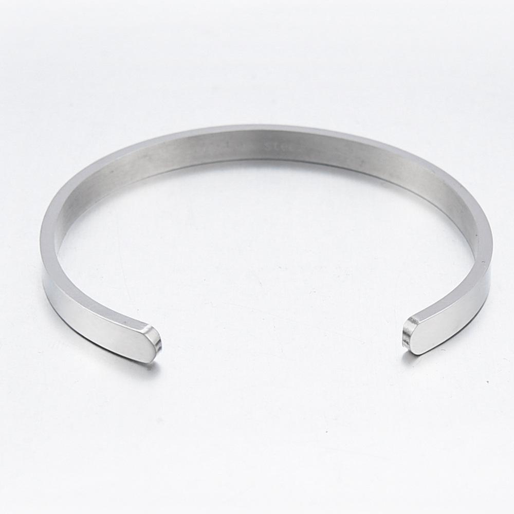 Fashion Simple C- Shaped Open Bracelet 5mm 155mm Stainless Steel Glossy Bracelet