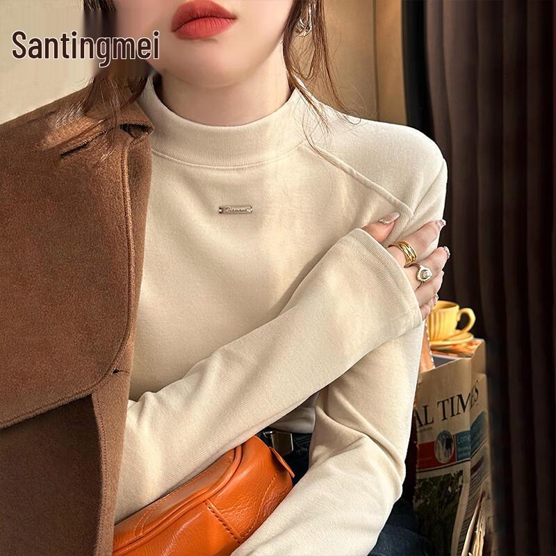 

Tingmei Women s Brushed Semi-High Collar Slim Fit Base Layer Top M (80-105 jin)