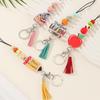 Silicone Keychain Bracelet with Beaded Design and Student Card Holder Pendant