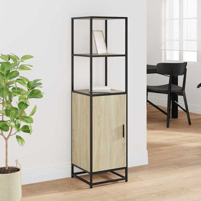 VidaXL Buffet haut chêne sonoma 35,5x35x139 cm bois d'ingénierie métal, armoire latérale, armoire de rangement haute, 849045