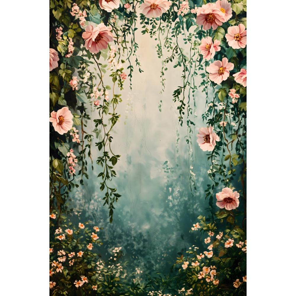 Spring Abstract Art Flower Banner Background Cloth, Adult Birthday Party Decoration Pregnant Woman Portrait Photography Backdrop