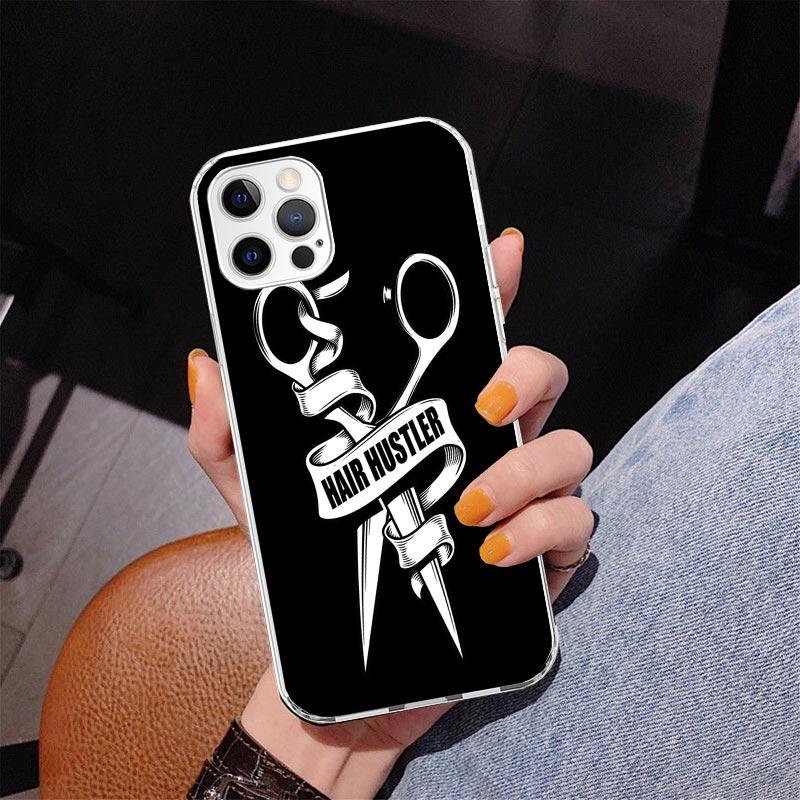 Hair Stylist Scissors Brush Phone Case For iPhone 17 Air 16 Pro Max 16E 15 + 14 Plus 11 12 13 Mini 7 8 SE Gift Print Cover Funda