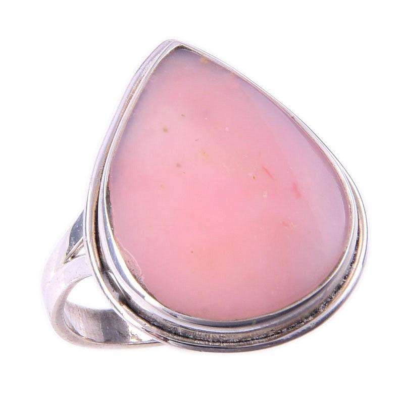 Natural Pink Opal Gemstone Handmade 925 Solid Sterling Silver Ring Size 9 h3i49