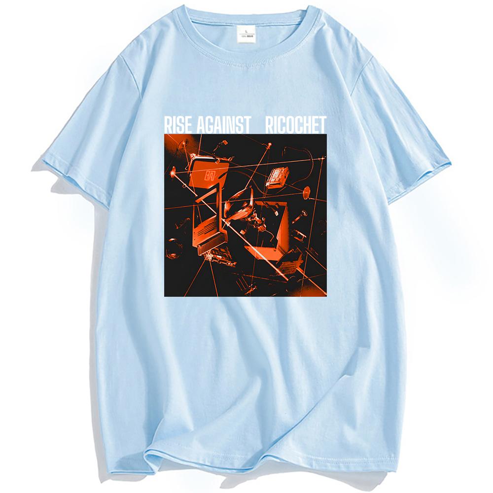 Ricochet Album Cover T-Shirt RISE AGAINST Rock Band Tshirts Casual Short Sleeve Male T Shirt Unisex Hip Hop Streetwear Men Tees