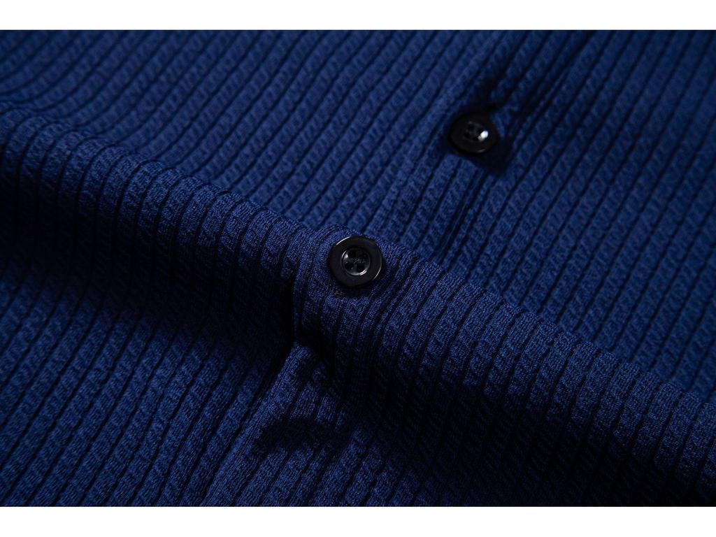 2025 Men's Solid Color Short Sleeve Lapel Shirt - European & American Casual