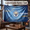 Custom Name Flannel Throw Blanket Manchester City Pattern Warm Home Decoration