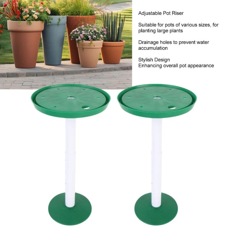 2 Sets Adjustable Height Plant Inserts With Drainage Hole Planter Filler Risers For Inside Flower Pot Container Green