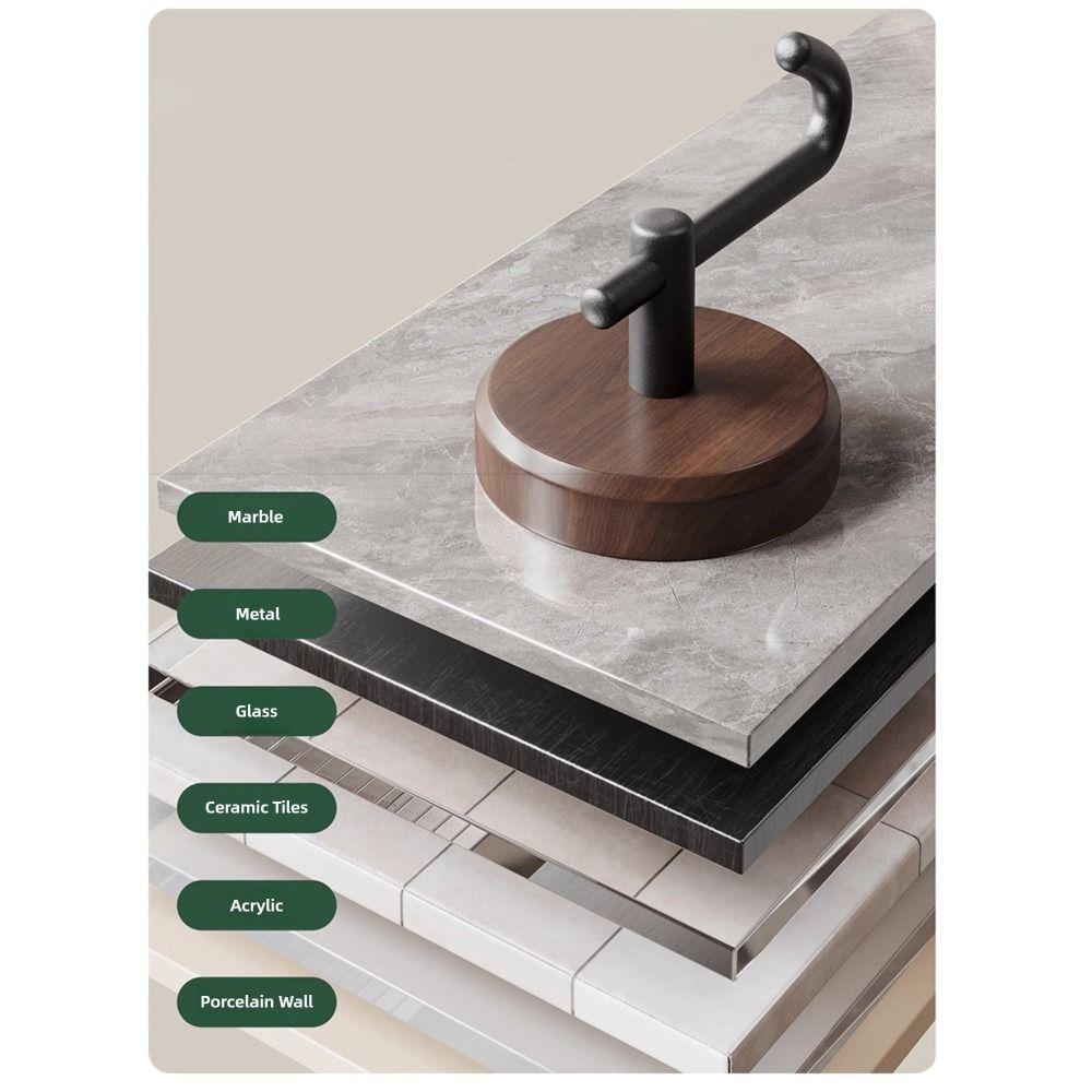 Wood Wall Mount Hook Self-adhesive Waterproof Wall-mounted Storage Hook No Drill Black White Storage Hanger Home Decoration