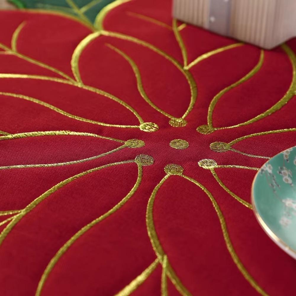 Vielseitige Rot-Grüne Blumen-Tischsets Hitzebeständig Heim-Esstischdekoration Isolierunterlage Bestickt