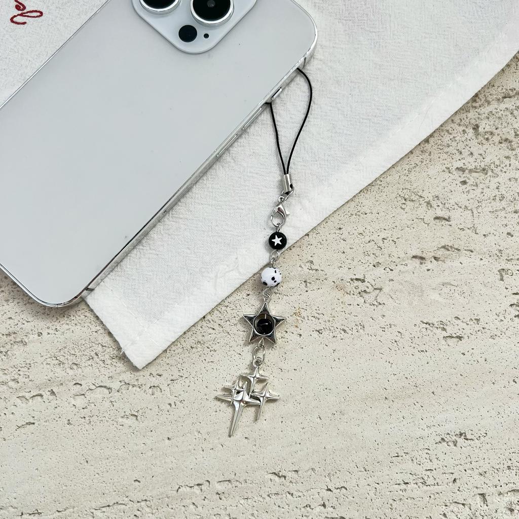 Stylish Beaded Star Phone Chain Multifuntional Beads Accessory Keyring Decors Phone Strap for Fashion Enthusiasts