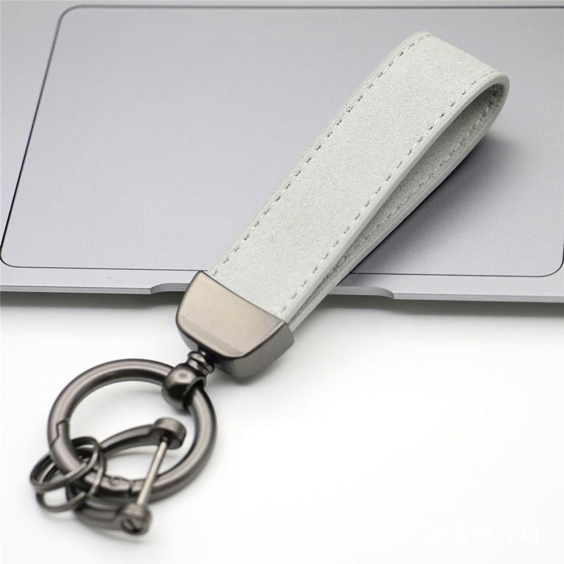 Suede Leather Keychain with Embossable Logo and Anti-Lost Feature