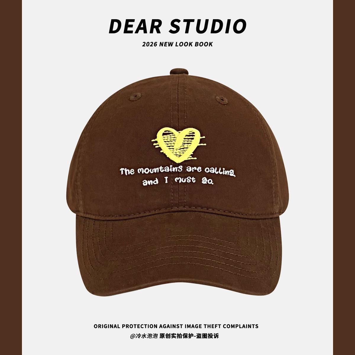 

High Quality Heart-shaped Letter Embroidered Coffee Colored Duckbill Cap Children In Versatile Students To Show Off Face Small Baseball кофейный