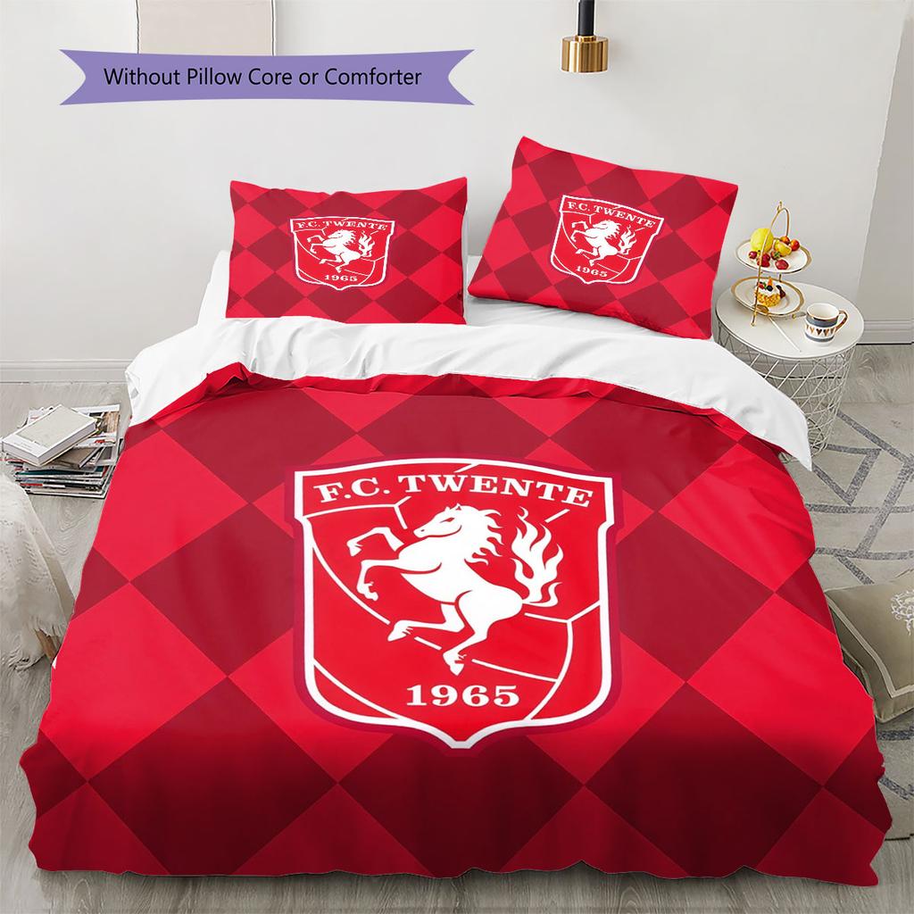 Biancheria da letto con motivo FC Twente Enschede Decorazione per la casa Regalo di compleanno ( 1 copripiumino + 2 federe, senza imbottitura),merchandising per fan.