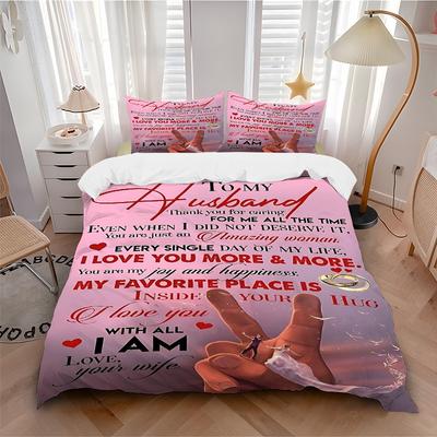 3pcs Wedding Anniversary Gift Duvet Cover Set - Machine Washable, Includes 1 Cover and 2 Pillowcases, No Core Included Yy251013135