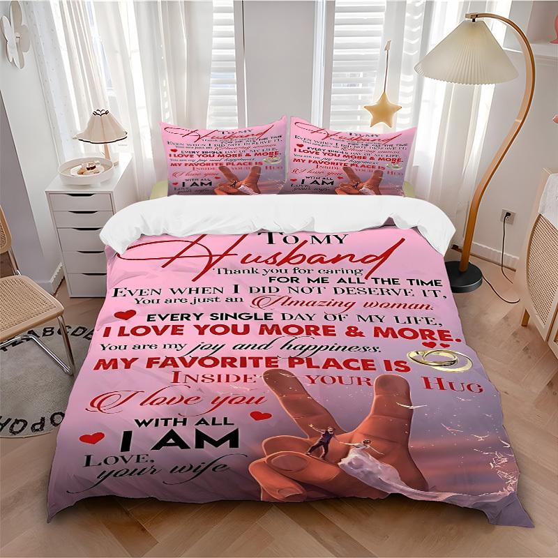3pcs Wedding Anniversary Gift Duvet Cover Set - Machine Washable, Includes 1 Cover and 2 Pillowcases, No Core Included yy251013135