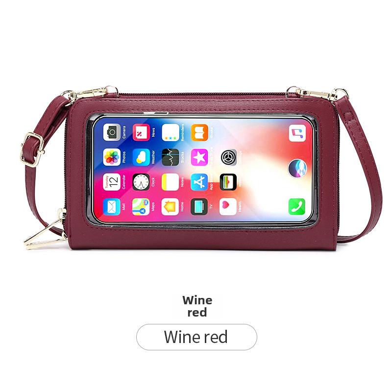 

2024 RFID Anti-Theft Touchscreen Crossbody Mini Phone Bag для женщин вино красного