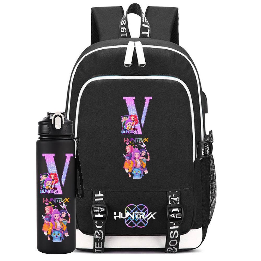2Pcs/set Cartoon Backpack Large Capacity Bookbag With 750ml Water Bottler Laptop Student Boy Girl School Bag Travel Bag Kid Gift