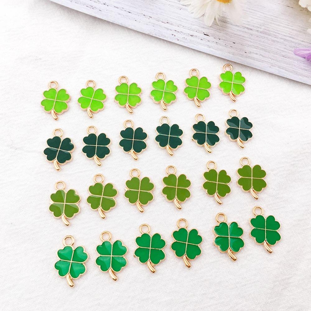 48pcs 11x18mm Four Leaf Clover Charm Pendants Cute Small Enamel Pendants  for St. Patrick's Day
