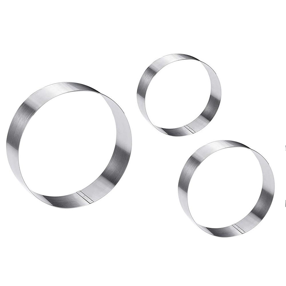 

Home Kitchen Tart Ring Cake Tool Bakeware Cake Ring Set Round Cake Mold Baking Tool Pancake Mold 3pcs/set