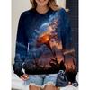 Womens Casual Hoodie With 3D Halloween Print Round Neck Lightweight Breathable Fabric