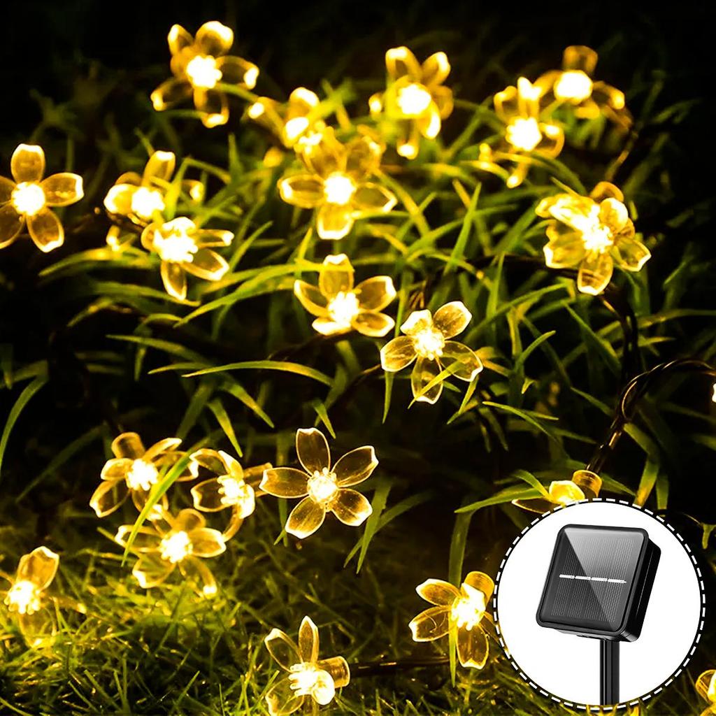 Super Bright Peach Blossom Garland Solar Led Colorful Lights Outdoor Decoration Mtltiple Sizes