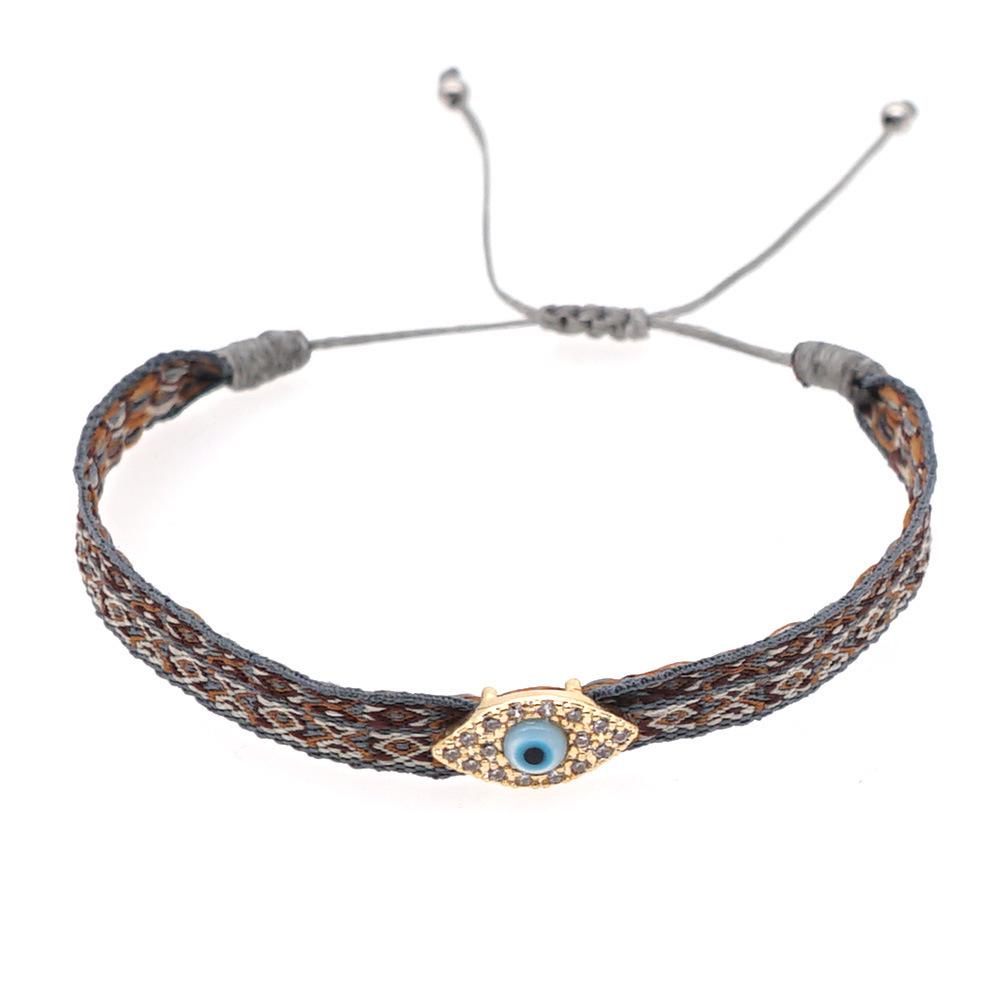 Retro Pattern Bohemian Spanish Court Hand-Woven Bracelet with Micro-Inlay