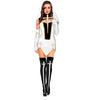 Sexy Kostým Jeptišky pro Dospělé Ženy Bílý Cosplay Šaty s Černou Kápí na Halloween Sestřička Cosplay Párty Punčocha Kostým