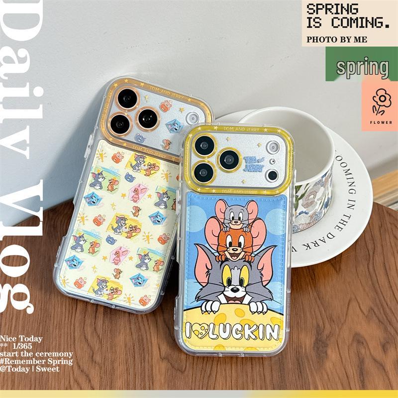 Cartoon Cat & Mouse iPhone 15/14, 17/16 Pro Max Anti-Fall Phone Case.