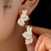 Irregular Petal Shape Ear Studs 1 Pair Stud Earrings for Women, Enamel Pleated Studs, French Style Pins Versatile Gift Jewelry