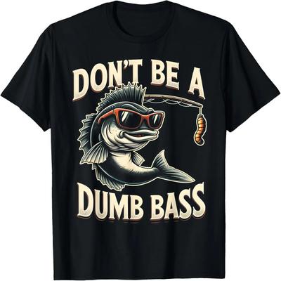 Fishing Gifts For Men Bass Dad Funny T-Shirt (Black, Small)