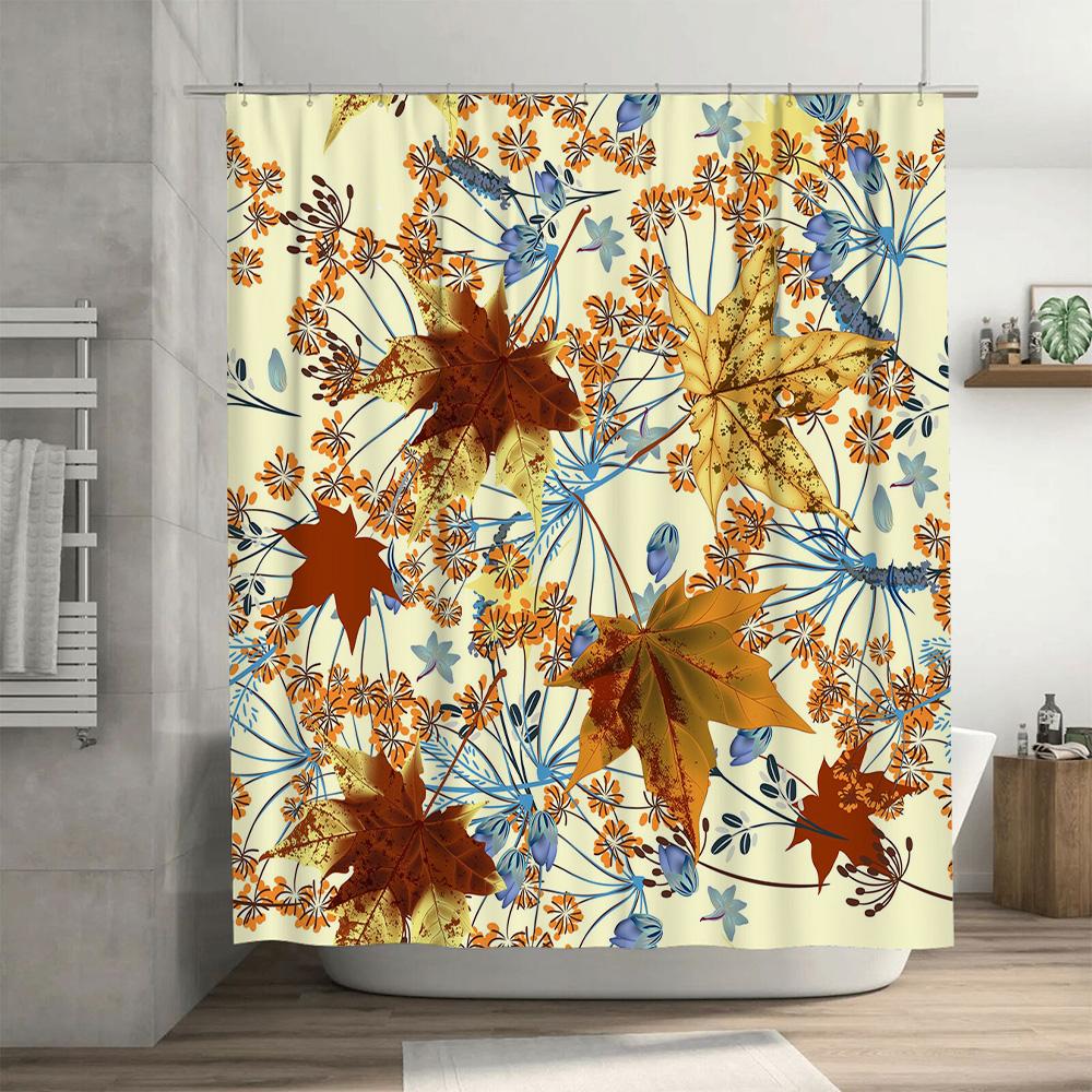 Vibrant Autumn Leaves Shower Curtain Floral Decor for Bathroom Decorations Waterproof Fabric Modern Home Decoration