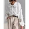 French-Style Lace Lantern Sleeve Loose Long-Sleeve Shirt For Women Spring Autumn Fashion New 100% Cotton Girls Top