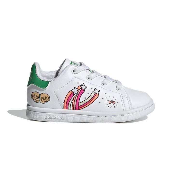 Adidas Originals Stan Smith Non-Slip Low-Top Walking Shoes Baby Shoes White Green Orange FX5978