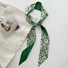 White Fresh Green Soft Small Silk Scarf Female Korean Ins Spring and Summer New Streamer Long Headband Printed Scarf