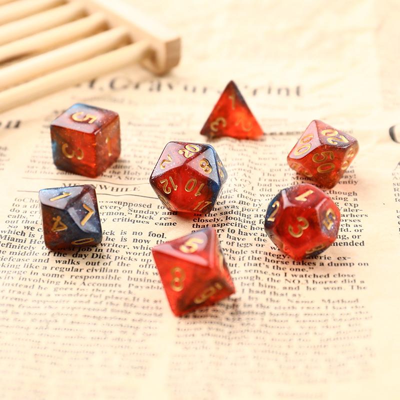 Star Shine Glitter Sparkles Polyhedral Dice Set D4 D6 D8 D10 D% D12 D20 for TRPG/DND Game 7pcs/set Dice Family Party Board Games