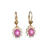 Pink Sapphire Drop Earrings: Sterling Silver Stud, Diamond Accent, Handmade Drop Earring