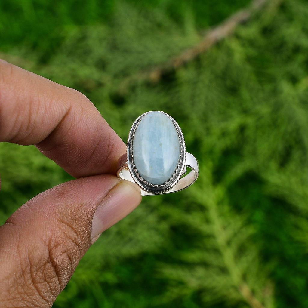 Mothers Day Sale Natural Amazonite 925 Sterling Silver Multi Stone Ring Jewelry