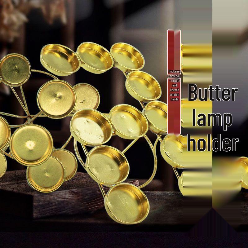 Exquisite Alloy Buddhist Altar Lamp Holder - Seven-Star Butter Candlestick Home Lighting Stand