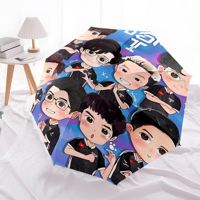 1pc Outdoor Umbrella with SGPT Characters - Automatic Opening/Closing, Portable Tri-Fold Design, 8-Rib Iron Frame, Perfect Gift for Fans, Travele