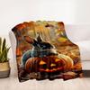 "Halloween Pumpkin Bunny Decor"Blanket Flannel Throw Blanket for Sofa, Bed, Travel, Camping, Office