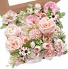 Artificial Flower Combination Box Set, Pink Silk Artificial Rose Bride Bouquet for Outgoing/Indoor DIY Center Piece Flowers for