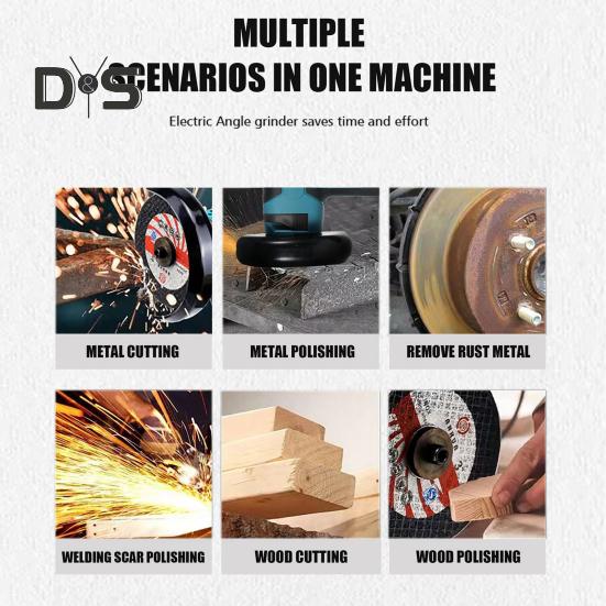 Kabelloses Winkelschleifer-Set, 19500 U/min, hohe Geschwindigkeit, wiederaufladbar, rutschfestes Design, kleines, leichtes elektrisches Schleifwerkzeug, Handschneider