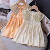 Girls Summer Floral Sleeveless Dress Cute Doll Collar Pure Cotton Thin Princess Dress For Kids