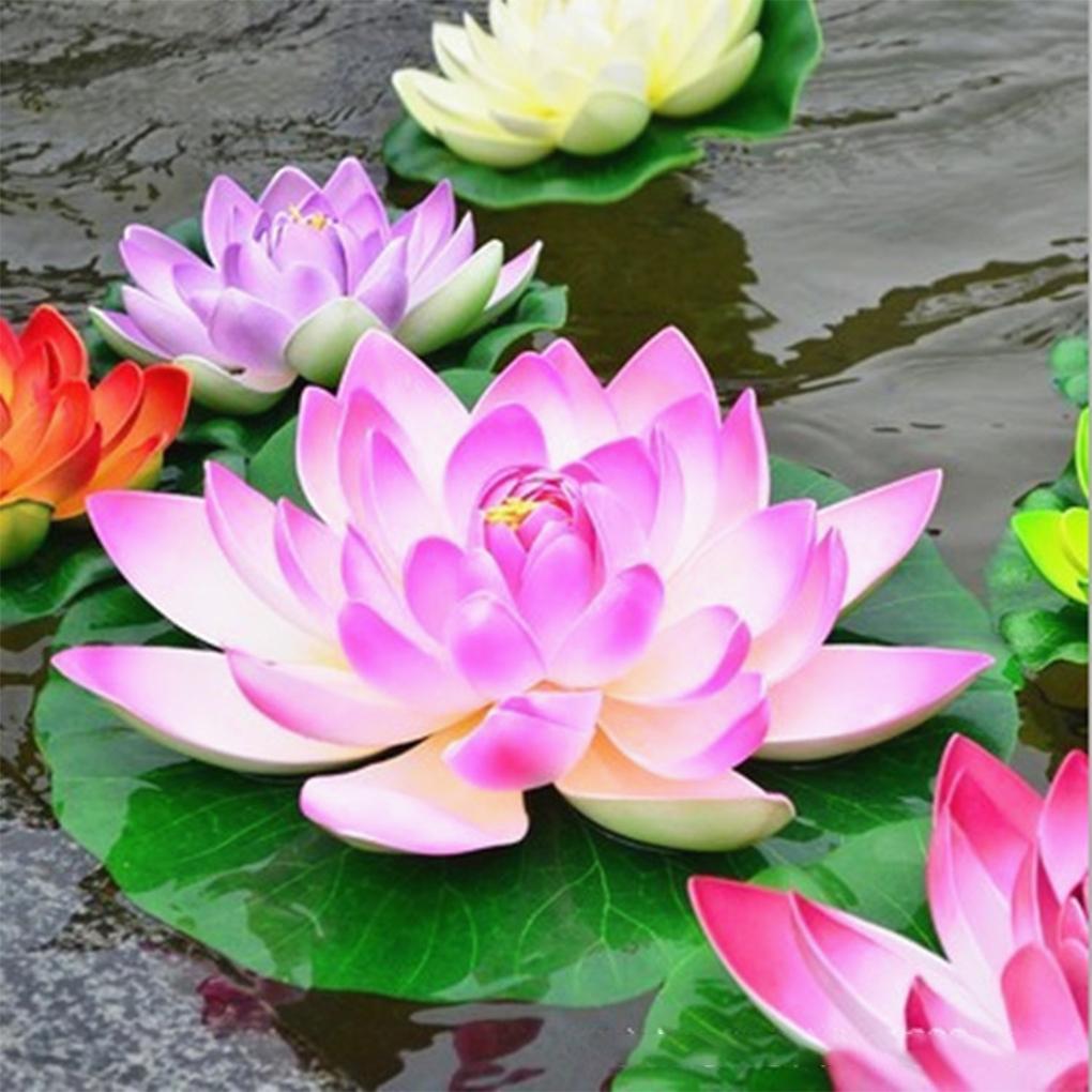 EVA Artificial Lotus Solid Color Decorative Vivid Lifelike Simulation Park Pond Landscaping Fake Water Lily Flower