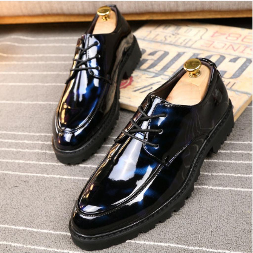 Men's Shoes Spring British Men's Business Leather Shoes Men's Youth Glossy Fashion Trend Casual Shoes Men's