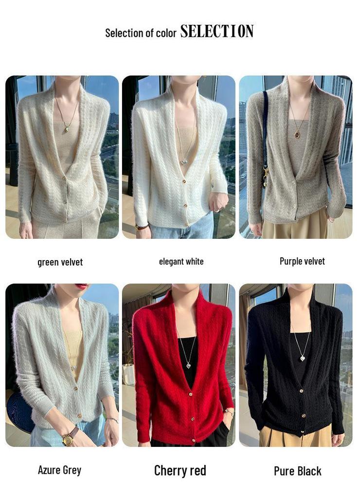 Women's 100% Wool Stand Collar Cardigan - Autumn/Winter Fashion Versatile Outerwear