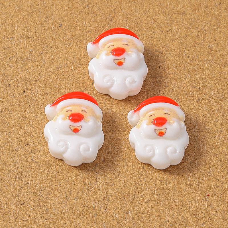 10pcs Resin Christmas Elk Santa Claus Flat Back Cabochon Scrapbook for Jewelry Making DIY Hairpin Brooch Accessories Supplies