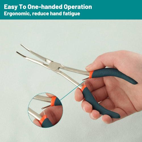 SPEEDWOX Mini Needle-Nose Pliers, Long Bent-Nose Pliers, Needle Remover Pliers, Tweezers, Bent-Nose Pliers, Long Type Wire Craft Pliers with Cutting B