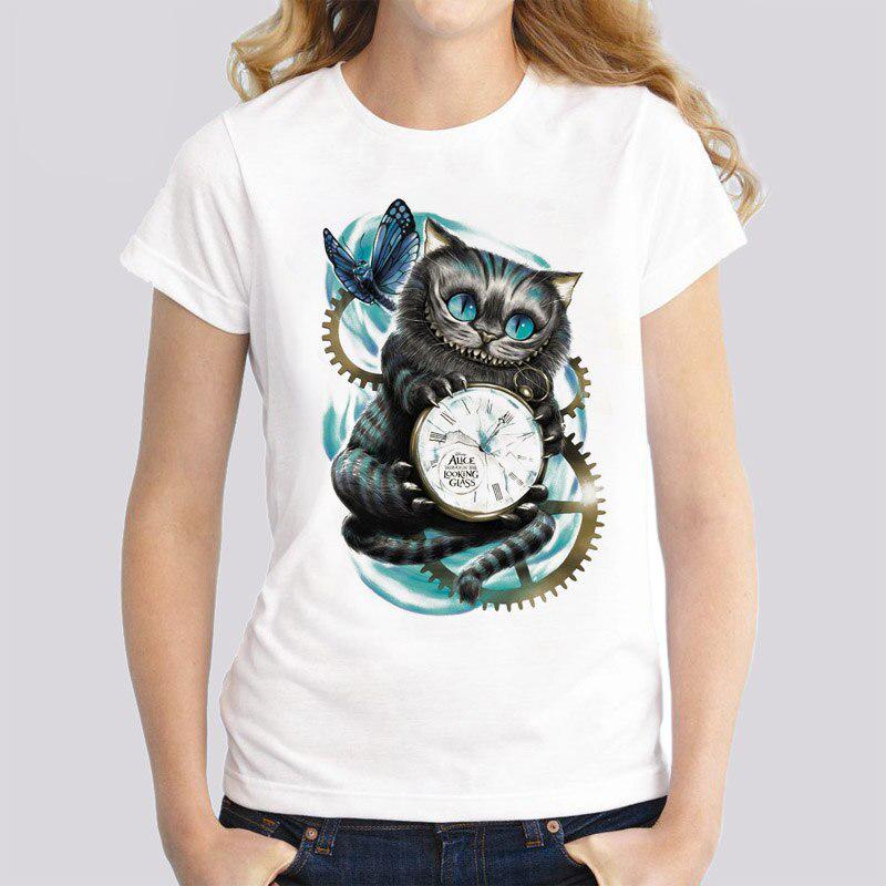 

Чеширский кот t рубашка женщины милые смешные T Рубашка Летний стиль Мода Короткий рукав T