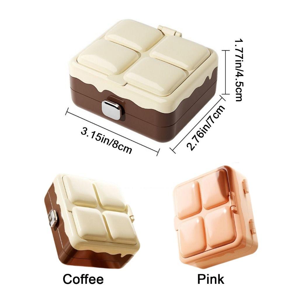 2Pcs Portable Plastic Double-layer Storage Box Mini Cream Series Jewelry Case with Mirror Exquisite Jewelry Storage Box Travel